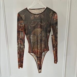 Artistic Mesh Long Sleeve Bodysuit